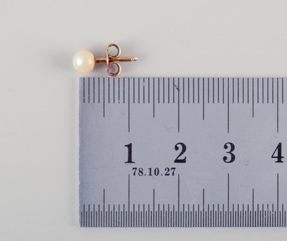 Swedish Ear Studs in 18 Karat Gold with Cultured Pearls, Set of 2