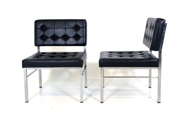 Swedish Faux Leather Lounge Chairs, 1950s, 1950s, Set of 2-GEK-681260