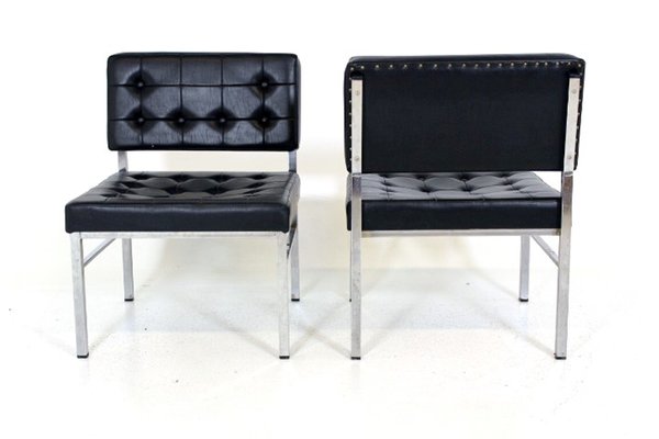 Swedish Faux Leather Lounge Chairs, 1950s, 1950s, Set of 2-GEK-681260