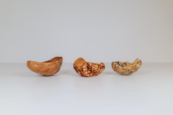 Swedish Folk Art Organic Burl Bowls, 1960s, Set of 3-UYK-999419