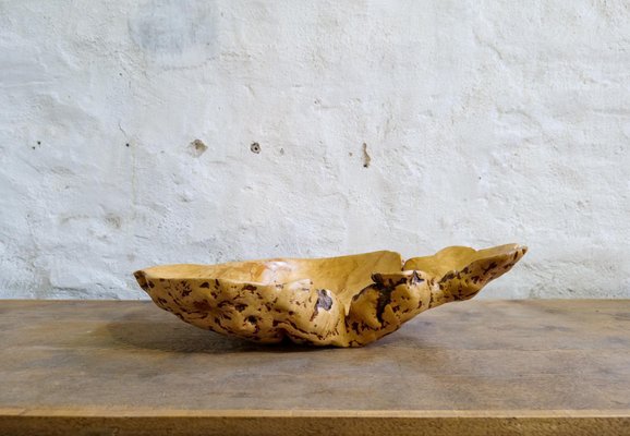 Swedish Folk Art Organic Burl Curly Birch Tiger Bowl, 1980s-UYK-1396130