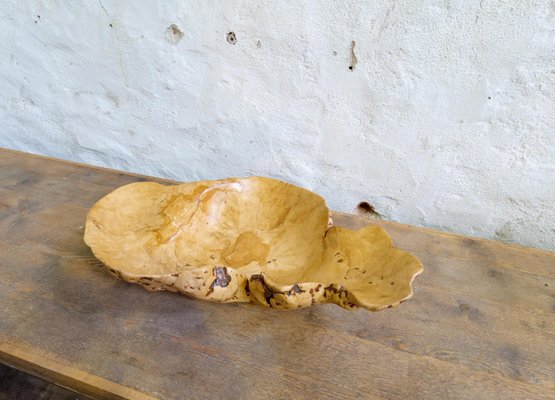 Swedish Folk Art Organic Burl Curly Birch Tiger Bowl, 1980s-UYK-1396130