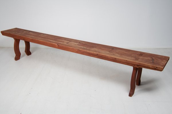 Swedish Folk Art Pine Bench-MJF-1367597