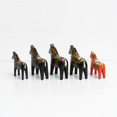 Swedish Folk Dala Horse Toys in Wood, 1960, Set of 5-WM-1251010