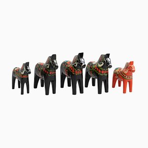 Swedish Folk Dala Horse Toys in Wood, 1960, Set of 5-WM-1251010