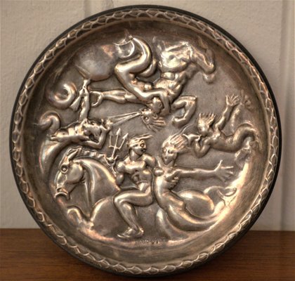 Swedish GAB Sterlingsilver and Bakelite Coasters, Made After Carl Milles "Play of the winds"-UDU-1821378