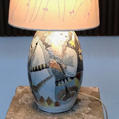 Swedish Glazed Ceramic Table Lamp by Marian Zawadzki for Tilgmans Keramik, 1957-JP-618392