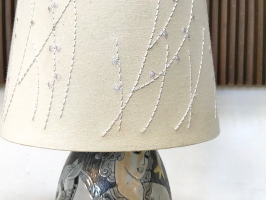 Swedish Glazed Ceramic Table Lamp by Marian Zawadzki for Tilgmans Keramik, 1957-JP-618392