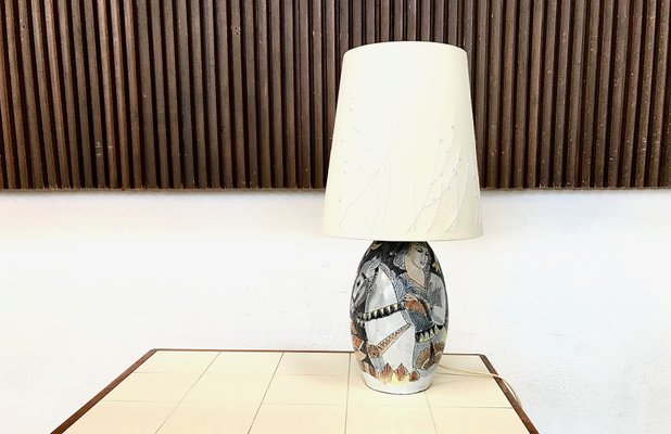 Swedish Glazed Ceramic Table Lamp by Marian Zawadzki for Tilgmans Keramik, 1957-JP-618392