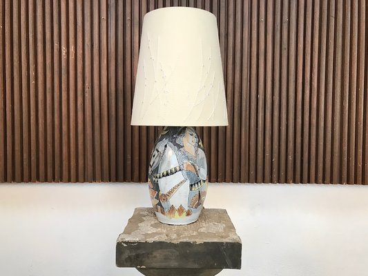 Swedish Glazed Ceramic Table Lamp by Marian Zawadzki for Tilgmans Keramik, 1957-JP-618392