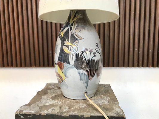 Swedish Glazed Ceramic Table Lamp by Marian Zawadzki for Tilgmans Keramik, 1957-JP-618392