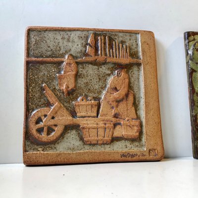 Swedish Glazed Stoneware Plaques, 1970s, Set of 2-LCR-914438