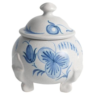 Swedish Grace Blue Leaf Decor Bonbonniere by Allan Eberling for Bo Fajans-RUK-1812300