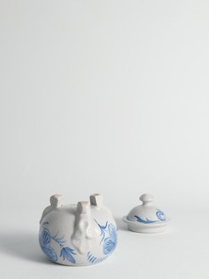 Swedish Grace Blue Leaf Decor Bonbonniere by Allan Eberling for Bo Fajans-RUK-1812300