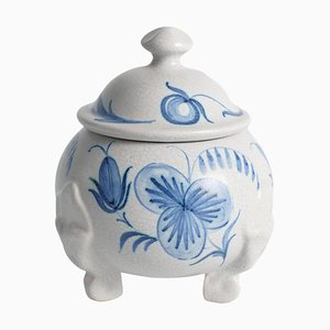 Swedish Grace Blue Leaf Decor Bonbonniere by Allan Eberling for Bo Fajans-RUK-1812300