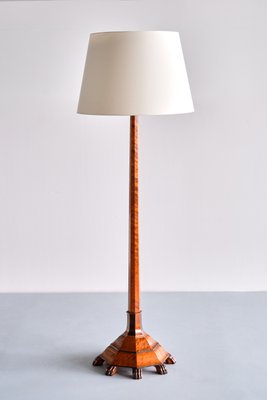 Swedish Grace Floor Lamp in Birch with Carved Paw Feet, 1920s-FMT-1183088