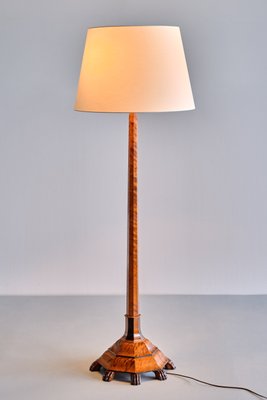 Swedish Grace Floor Lamp in Birch with Carved Paw Feet, 1920s-FMT-1183088