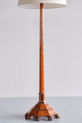 Swedish Grace Floor Lamp in Birch with Carved Paw Feet, 1920s-FMT-1183088