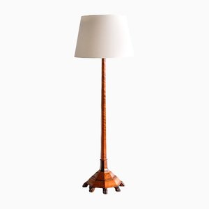 Swedish Grace Floor Lamp in Birch with Carved Paw Feet, 1920s-FMT-1183088