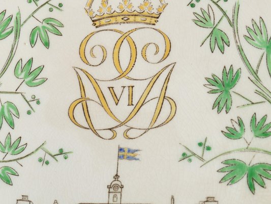 Swedish Grace Plates with Ulriksdal Palace in Yellow and Green by Gefle, 1951, Set of 2-RUK-1758047