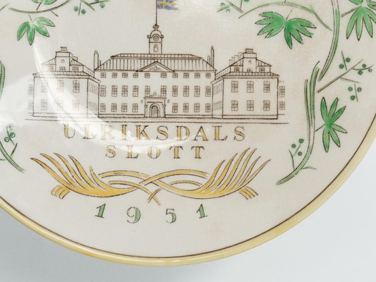 Swedish Grace Plates with Ulriksdal Palace in Yellow and Green by Gefle, 1951, Set of 2-RUK-1758047