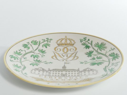 Swedish Grace Plates with Ulriksdal Palace in Yellow and Green by Gefle, 1951, Set of 2-RUK-1758047