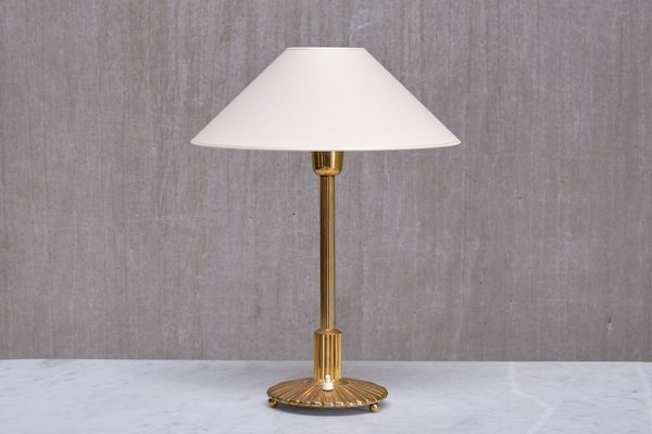 Swedish Grace Table Lamp in Fluted and Reeded Brass, 1930s-FMT-2034805