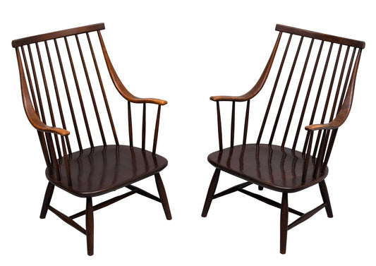 Swedish Grandessa Spindle Back Lounge Chair by Lena Larsson for Nesto, 1960s, Set of 2