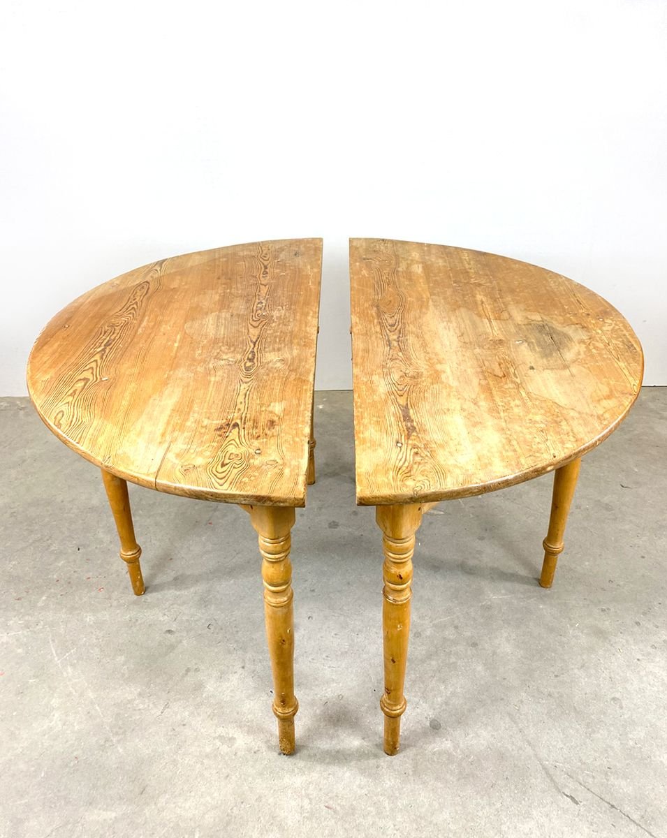 Swedish Halfmoon Dining Tables, 1870s, Set of 2