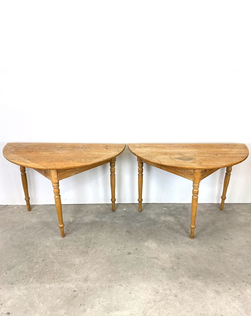 Swedish Halfmoon Dining Tables, 1870s, Set of 2