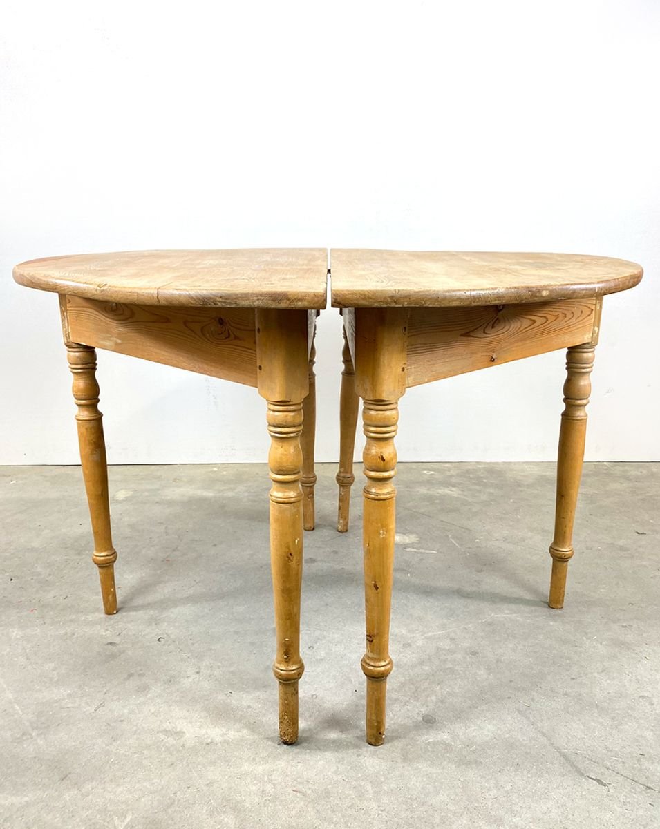 Swedish Halfmoon Dining Tables, 1870s, Set of 2