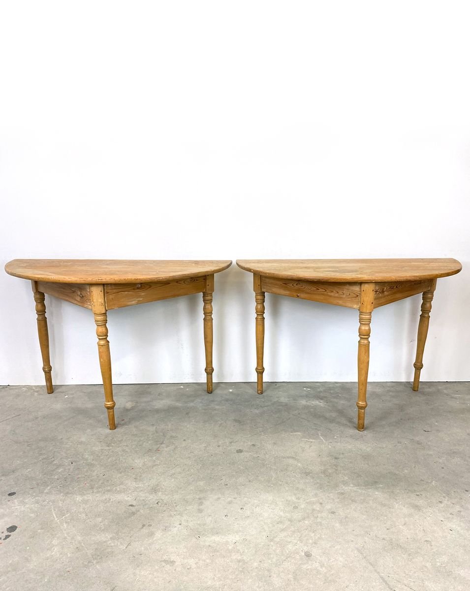 Swedish Halfmoon Dining Tables, 1870s, Set of 2