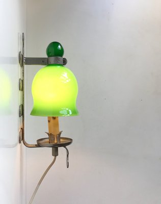 Swedish Hand Blown Green Glass Sconce from Ostling Gnosjö, 1970s-LCR-911643