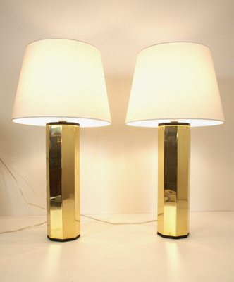 Swedish Hexagonal Brass Table Lamps by Hans Agne Jakobsson for Hans Agne Jakobsson Ab, 1960s, Set of 2-UDU-1821867