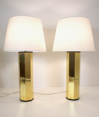 Swedish Hexagonal Brass Table Lamps by Hans Agne Jakobsson for Hans Agne Jakobsson Ab, 1960s, Set of 2-UDU-1821867