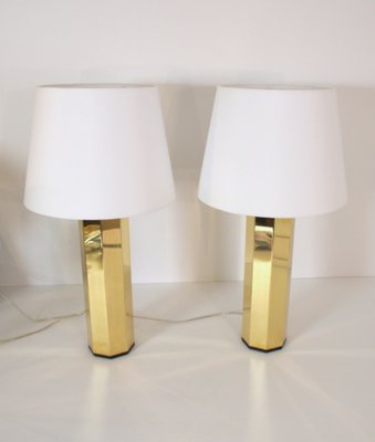 Swedish Hexagonal Brass Table Lamps by Hans Agne Jakobsson for Hans Agne Jakobsson Ab, 1960s, Set of 2-UDU-1821867