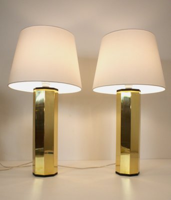 Swedish Hexagonal Brass Table Lamps by Hans Agne Jakobsson for Hans Agne Jakobsson Ab, 1960s, Set of 2-UDU-1821867