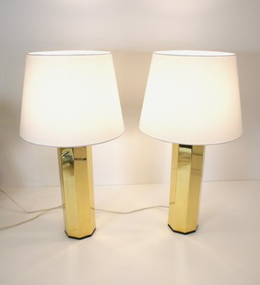 Swedish Hexagonal Brass Table Lamps by Hans Agne Jakobsson for Hans Agne Jakobsson Ab, 1960s, Set of 2-UDU-1821867