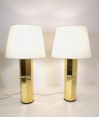 Swedish Hexagonal Brass Table Lamps by Hans Agne Jakobsson for Hans Agne Jakobsson Ab, 1960s, Set of 2-UDU-1821867