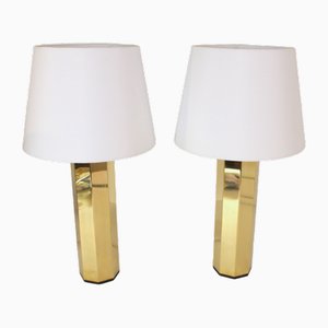 Swedish Hexagonal Brass Table Lamps by Hans Agne Jakobsson for Hans Agne Jakobsson Ab, 1960s, Set of 2-UDU-1821867