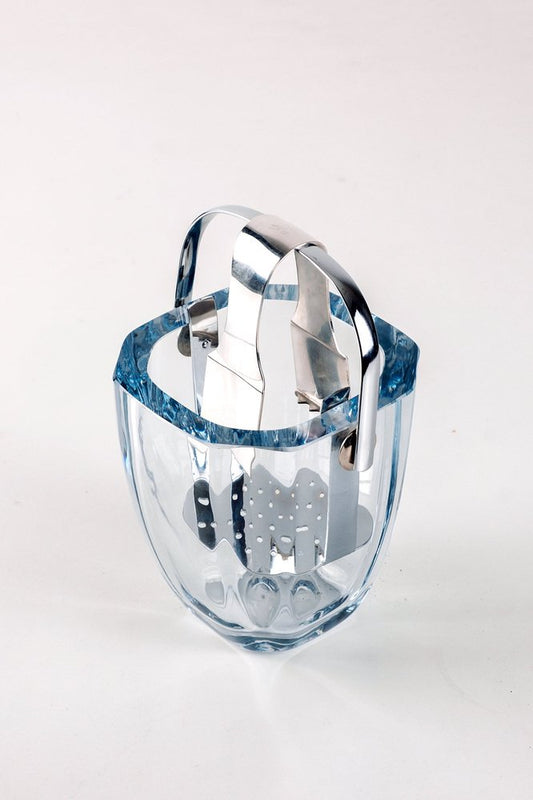 Swedish Ice Bucket in Aquamarine Crystal Glass by Asta Strömberg for Strömbergshyttan, 1960s