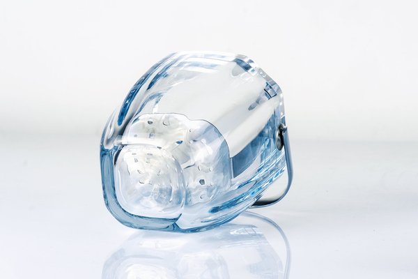 Swedish Ice Bucket in Aquamarine Crystal Glass by Asta Strömberg for Strömbergshyttan, 1960s-LBS-1283311