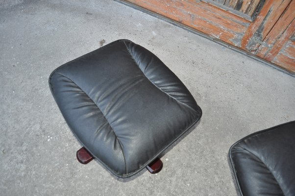 Swedish Leather Footstool, 1970s, Set of 2-OXJ-1145983