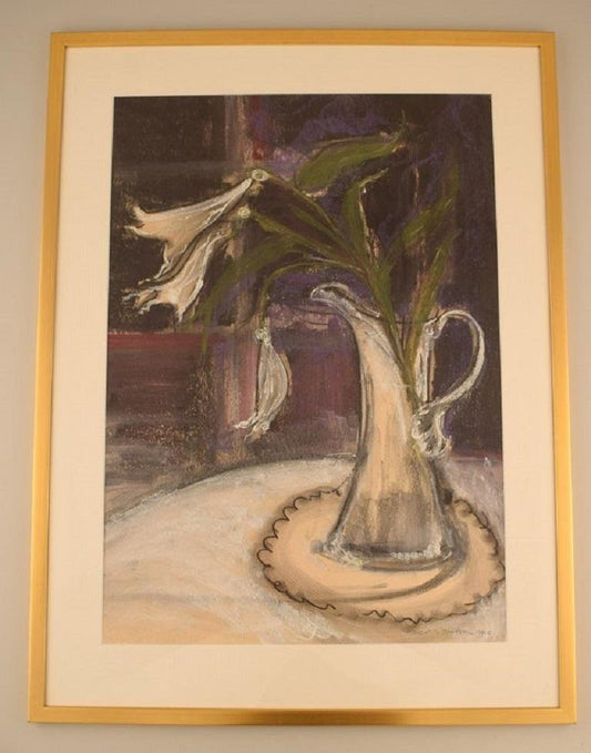 Swedish Lilies in a Jug Pastel on Paper by Kerstin Jönsson