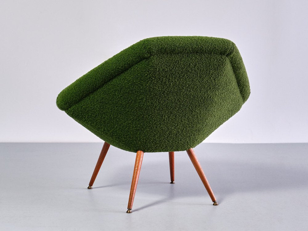 Swedish Lounge Chairs in Green Bouclé and Teak by Arne Dahlén, 1960s, Set of 2