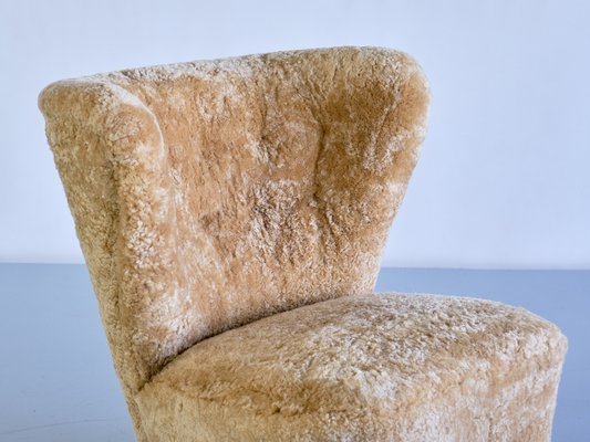 Swedish Lounge Chairs in Sheepskin and Ash Wood by Johannes Brynte, 1940s, Set of 2-FMT-1338506