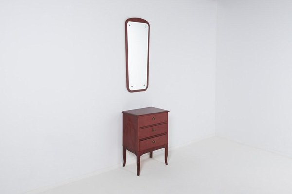 Swedish Lowboard and Mirror Hallway Set, 1970s, Set of 2-KMC-1099015