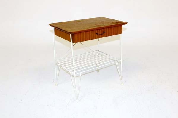 Swedish Mahogany and Metal Nightstand, 1950s-GEK-792097