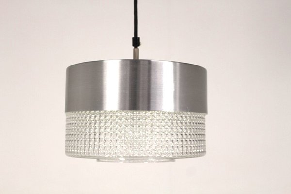 Swedish Metal and Crystal Ceiling Lamp, 1960s-GEK-644591