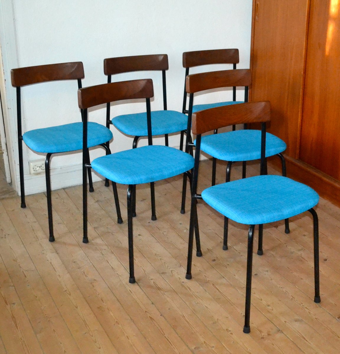 Swedish Metal & Teak Chairs from Bjärnums Stolfabrik, 1962, Set of 6